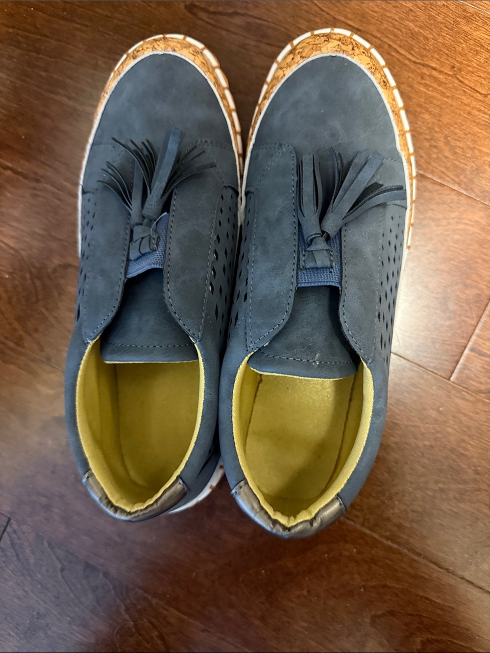 Navy Tassel Slip-On Women's Loafers